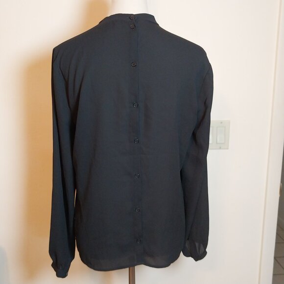 EXPRESS SIZE M BLACK ROUND NECK LONG SLEEVE BLOUSE - Picture 4 of 11